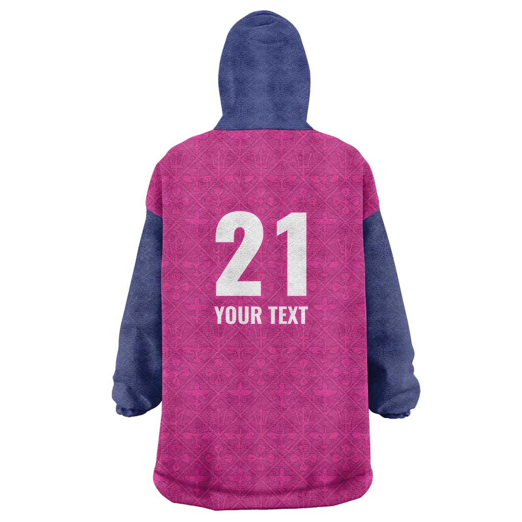 Caribbean Cricket Barbados Custom Wearable Blanket Hoodie Strike of the Tridents Pink Fury - Wonder Print Shop