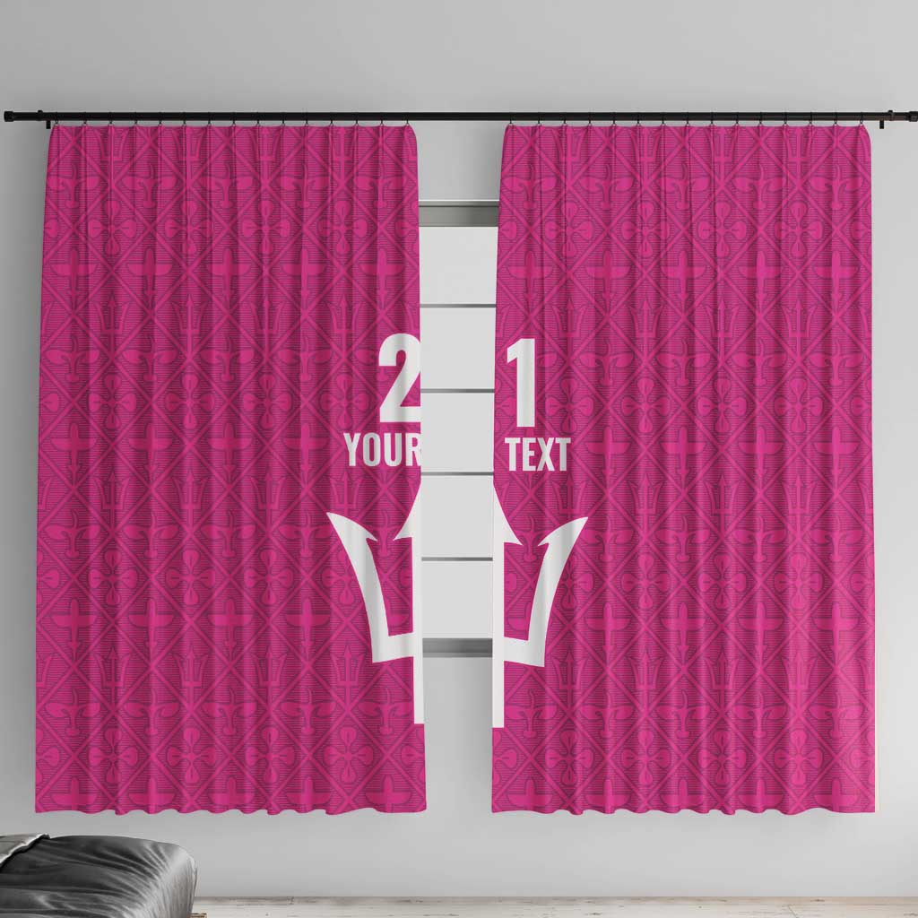 Caribbean Cricket Barbados Custom Window Curtain Strike of the Tridents Pink Fury - Wonder Print Shop
