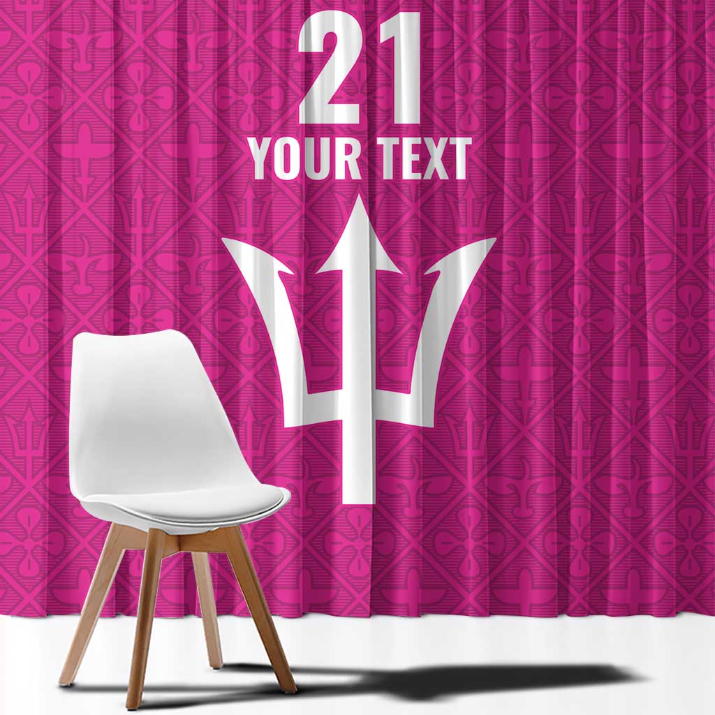 Caribbean Cricket Barbados Custom Window Curtain Strike of the Tridents Pink Fury - Wonder Print Shop