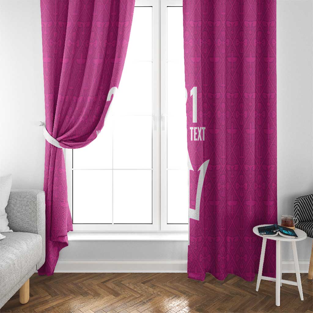 Caribbean Cricket Barbados Custom Window Curtain Strike of the Tridents Pink Fury - Wonder Print Shop