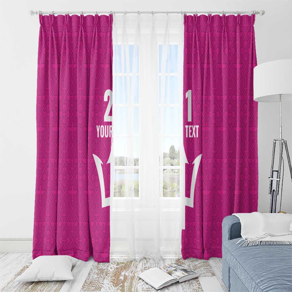 Caribbean Cricket Barbados Custom Window Curtain Strike of the Tridents Pink Fury - Wonder Print Shop