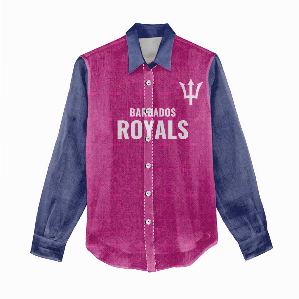 Caribbean Cricket Barbados Custom Women Casual Shirt Strike of the Tridents Pink Fury - Wonder Print Shop