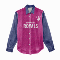 Caribbean Cricket Barbados Custom Women Casual Shirt Strike of the Tridents Pink Fury - Wonder Print Shop