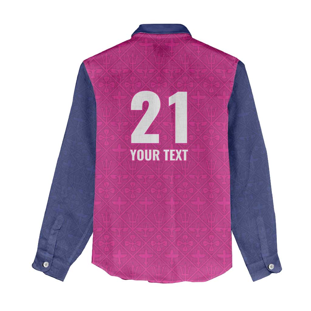 Caribbean Cricket Barbados Custom Women Casual Shirt Strike of the Tridents Pink Fury - Wonder Print Shop