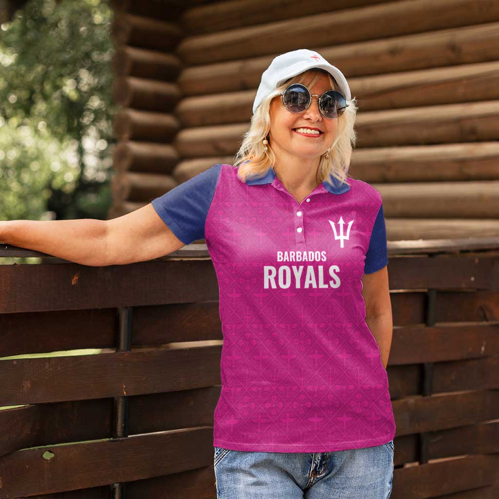 Caribbean Cricket Barbados Custom Women Polo Shirt Strike of the Tridents Pink Fury - Wonder Print Shop