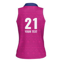 Caribbean Cricket Barbados Custom Women Sleeveless Polo Shirt Strike of the Tridents Pink Fury - Wonder Print Shop