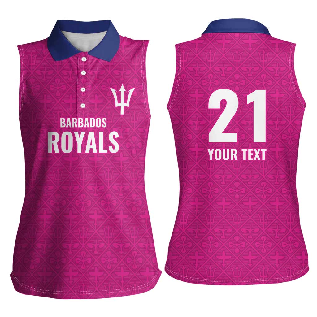 Caribbean Cricket Barbados Custom Women Sleeveless Polo Shirt Strike of the Tridents Pink Fury - Wonder Print Shop