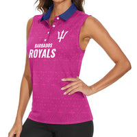 Caribbean Cricket Barbados Custom Women Sleeveless Polo Shirt Strike of the Tridents Pink Fury - Wonder Print Shop