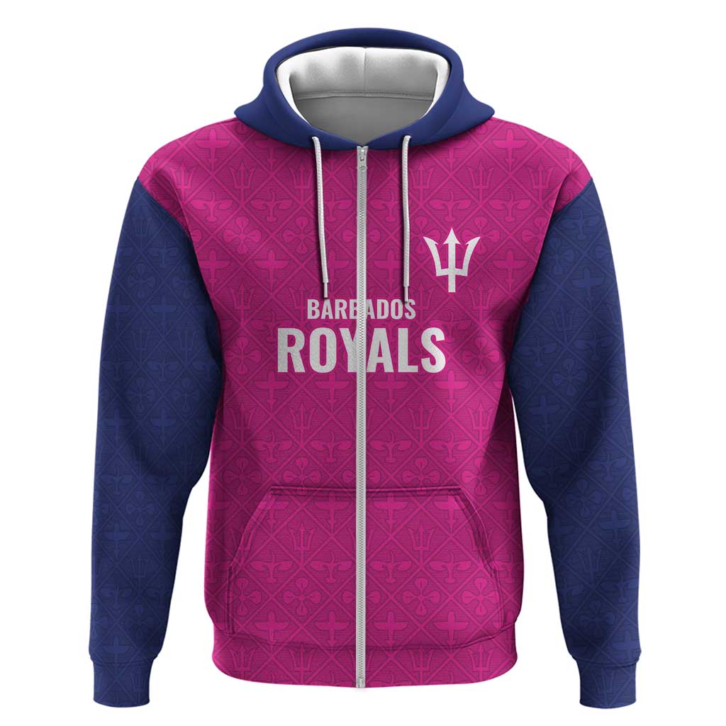 Caribbean Cricket Barbados Custom Zip Hoodie Strike of the Tridents Pink Fury - Wonder Print Shop