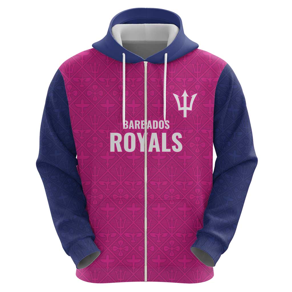 Caribbean Cricket Barbados Custom Zip Hoodie Strike of the Tridents Pink Fury - Wonder Print Shop