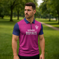 Caribbean Cricket Barbados Custom Zipper Polo Shirt Strike of the Tridents Pink Fury - Wonder Print Shop
