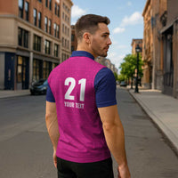 Caribbean Cricket Barbados Custom Zipper Polo Shirt Strike of the Tridents Pink Fury - Wonder Print Shop