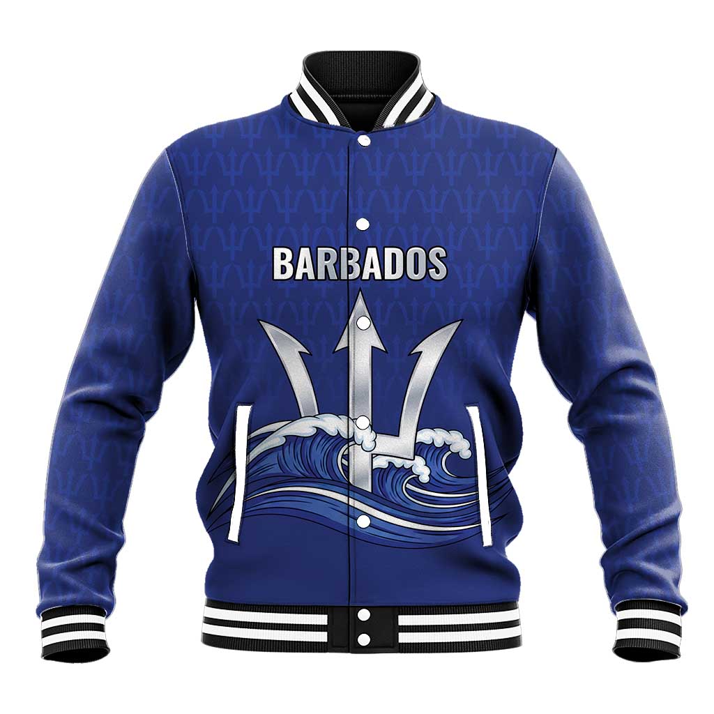 Caribbean Cricket Barbados Custom Baseball Jacket Trident Champion’s Wave - Wonder Print Shop