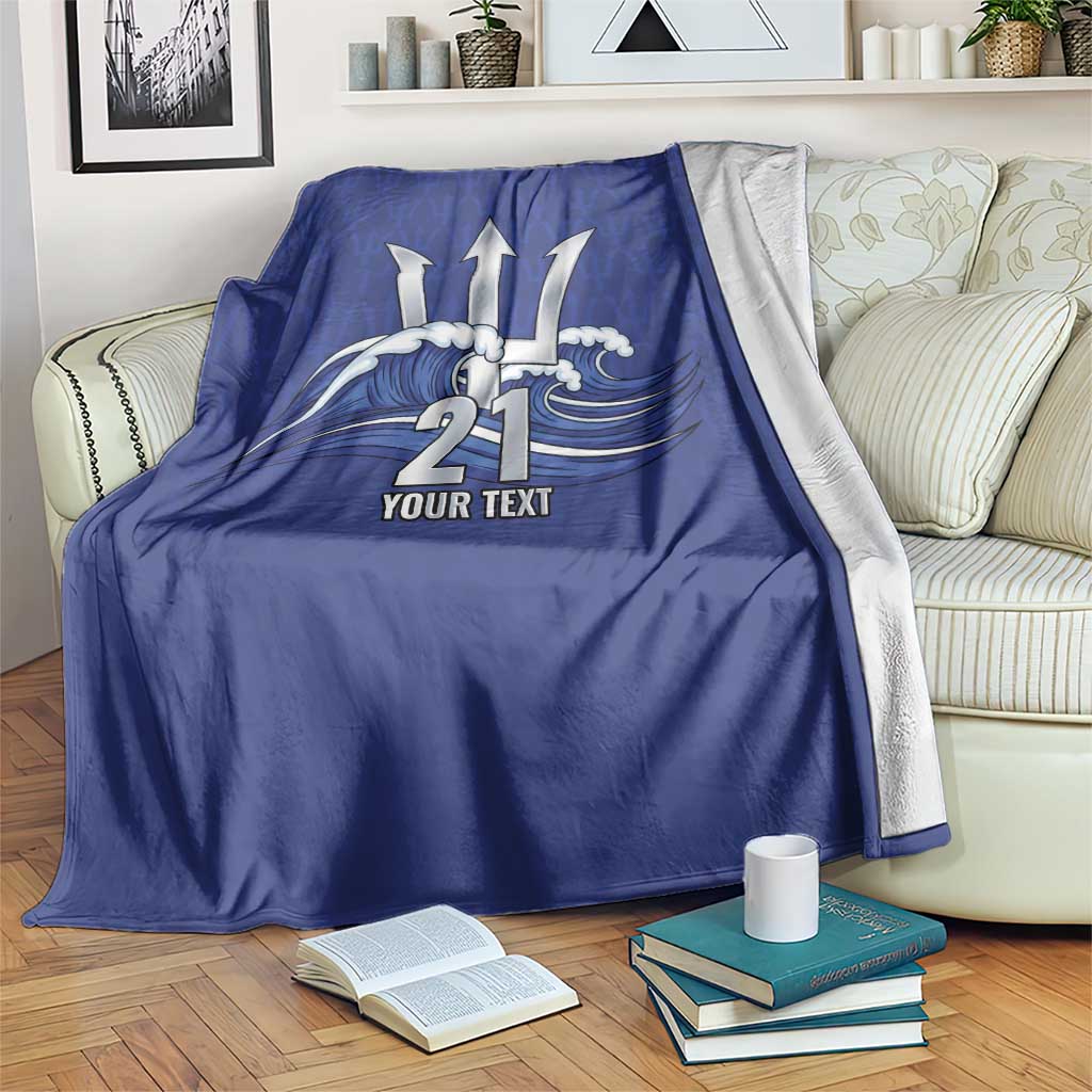 Caribbean Cricket Barbados Custom Blanket Trident Champion’s Wave - Wonder Print Shop