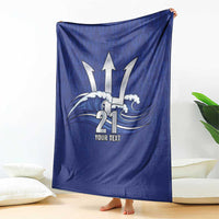Caribbean Cricket Barbados Custom Blanket Trident Champion’s Wave - Wonder Print Shop
