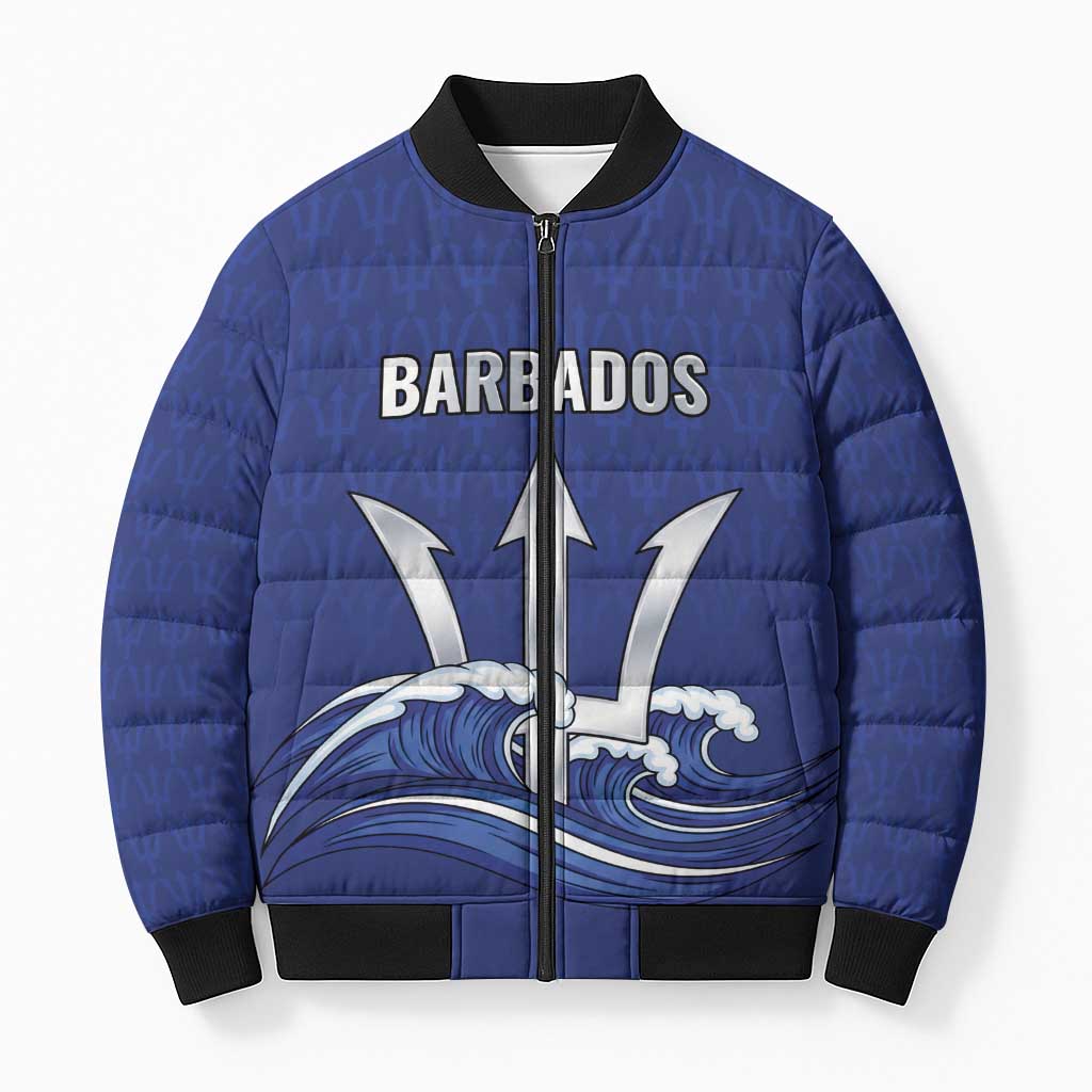Caribbean Cricket Barbados Custom Bomber Puffer Jacket Trident Champion’s Wave - Wonder Print Shop