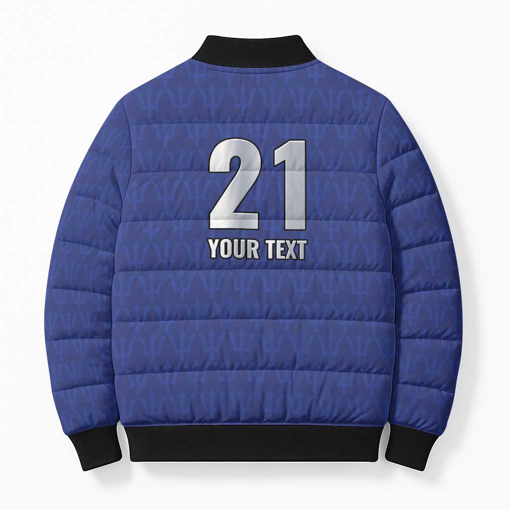 Caribbean Cricket Barbados Custom Bomber Puffer Jacket Trident Champion’s Wave - Wonder Print Shop