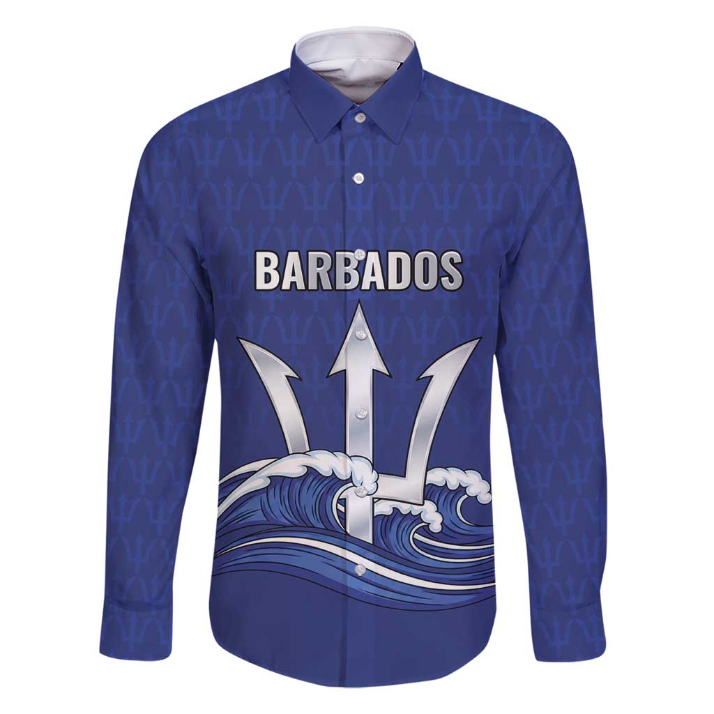 Caribbean Cricket Barbados Custom Family Matching Long Sleeve Bodycon Dress and Hawaiian Shirt Trident Champion’s Wave - Wonder Print Shop