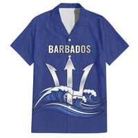 Caribbean Cricket Barbados Custom Family Matching Off The Shoulder Long Sleeve Dress and Hawaiian Shirt Trident Champion’s Wave - Wonder Print Shop