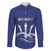 Caribbean Cricket Barbados Custom Family Matching Off The Shoulder Long Sleeve Dress and Hawaiian Shirt Trident Champion’s Wave - Wonder Print Shop