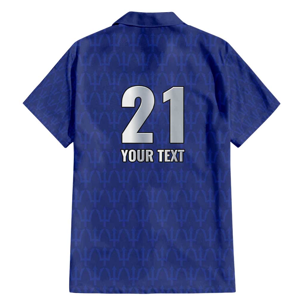 Caribbean Cricket Barbados Custom Family Matching Off Shoulder Maxi Dress and Hawaiian Shirt Trident Champion’s Wave - Wonder Print Shop