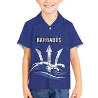 Caribbean Cricket Barbados Custom Family Matching Short Sleeve Bodycon Dress and Hawaiian Shirt Trident Champion’s Wave - Wonder Print Shop