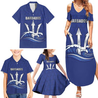 Caribbean Cricket Barbados Custom Family Matching Summer Maxi Dress and Hawaiian Shirt Trident Champion’s Wave - Wonder Print Shop
