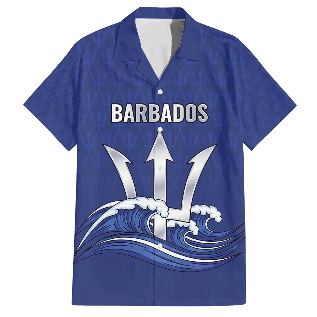 Caribbean Cricket Barbados Custom Family Matching Summer Maxi Dress and Hawaiian Shirt Trident Champion’s Wave - Wonder Print Shop