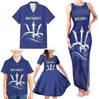 Caribbean Cricket Barbados Custom Family Matching Tank Maxi Dress and Hawaiian Shirt Trident Champion’s Wave - Wonder Print Shop