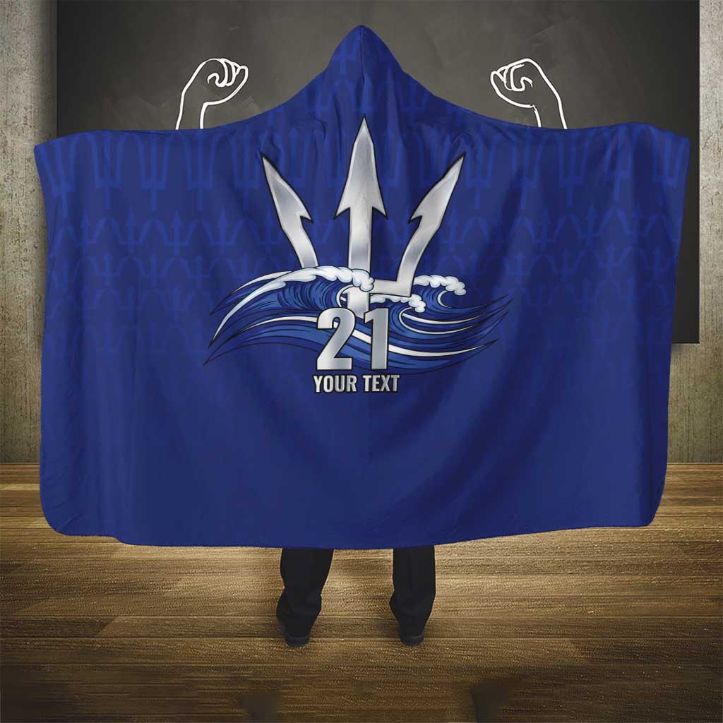 Caribbean Cricket Barbados Custom Hooded Blanket Trident Champion’s Wave - Wonder Print Shop