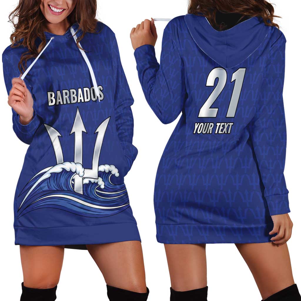 Caribbean Cricket Barbados Custom Hoodie Dress Trident Champion’s Wave - Wonder Print Shop