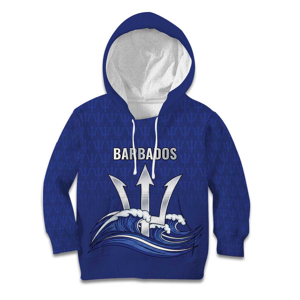 Caribbean Cricket Barbados Custom Kid Hoodie Trident Champion’s Wave - Wonder Print Shop