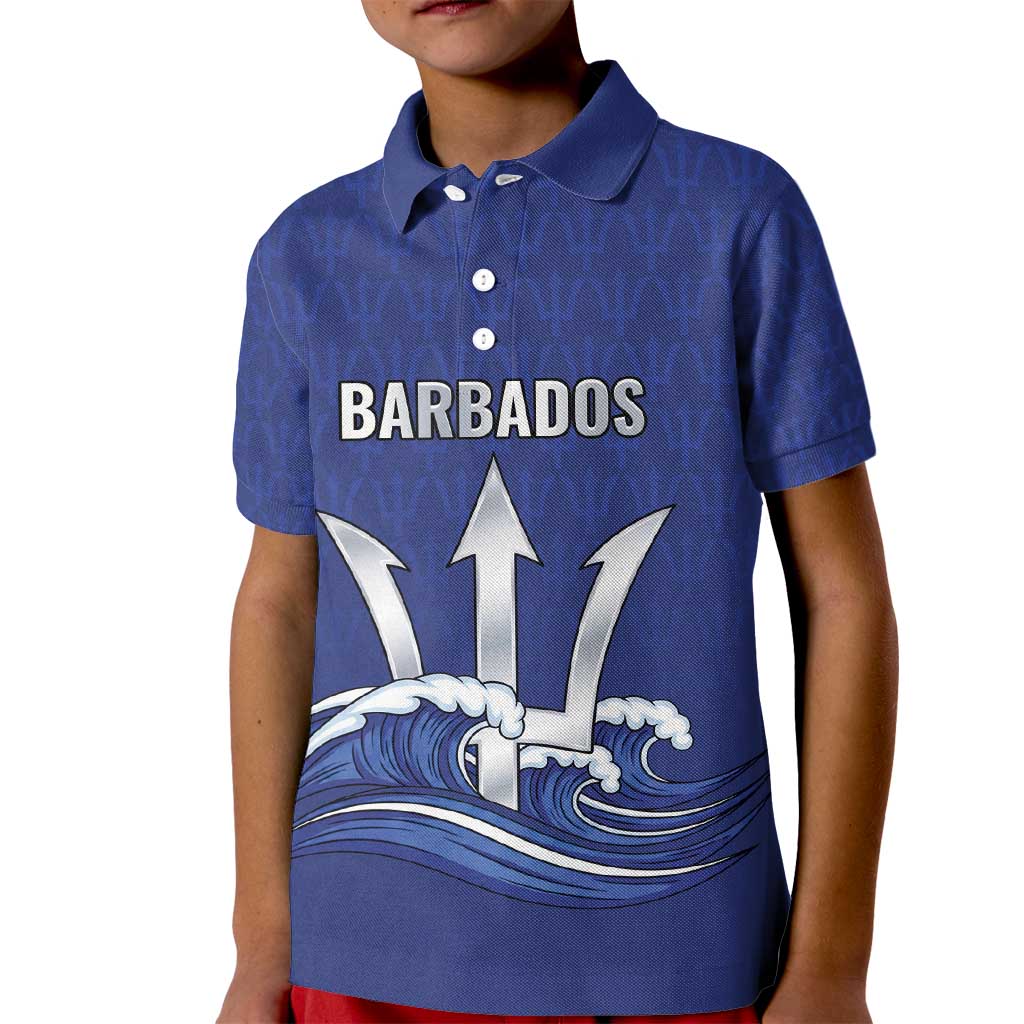 Caribbean Cricket Barbados Custom Kid Polo Shirt Trident Champion’s Wave - Wonder Print Shop
