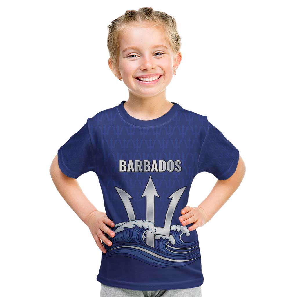 Caribbean Cricket Barbados Custom Kid T Shirt Trident Champion’s Wave - Wonder Print Shop