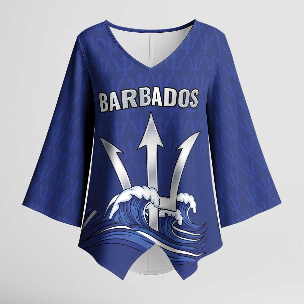 Caribbean Cricket Barbados Custom Kimono Sleeve Blouse Trident Champion’s Wave - Wonder Print Shop