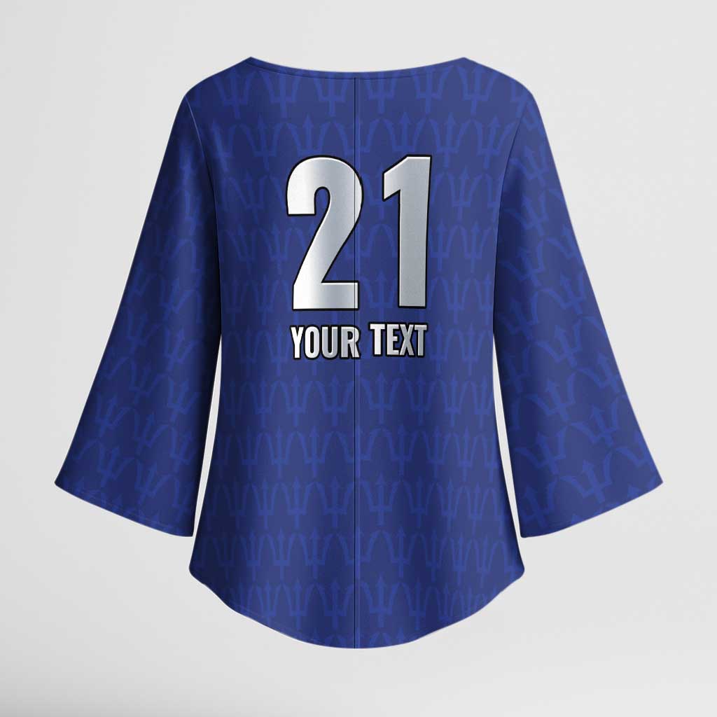 Caribbean Cricket Barbados Custom Kimono Sleeve Blouse Trident Champion’s Wave - Wonder Print Shop