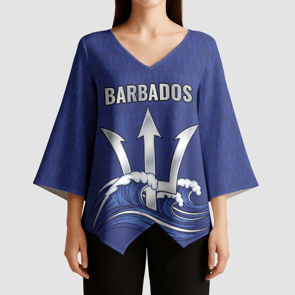 Caribbean Cricket Barbados Custom Kimono Sleeve Blouse Trident Champion’s Wave - Wonder Print Shop