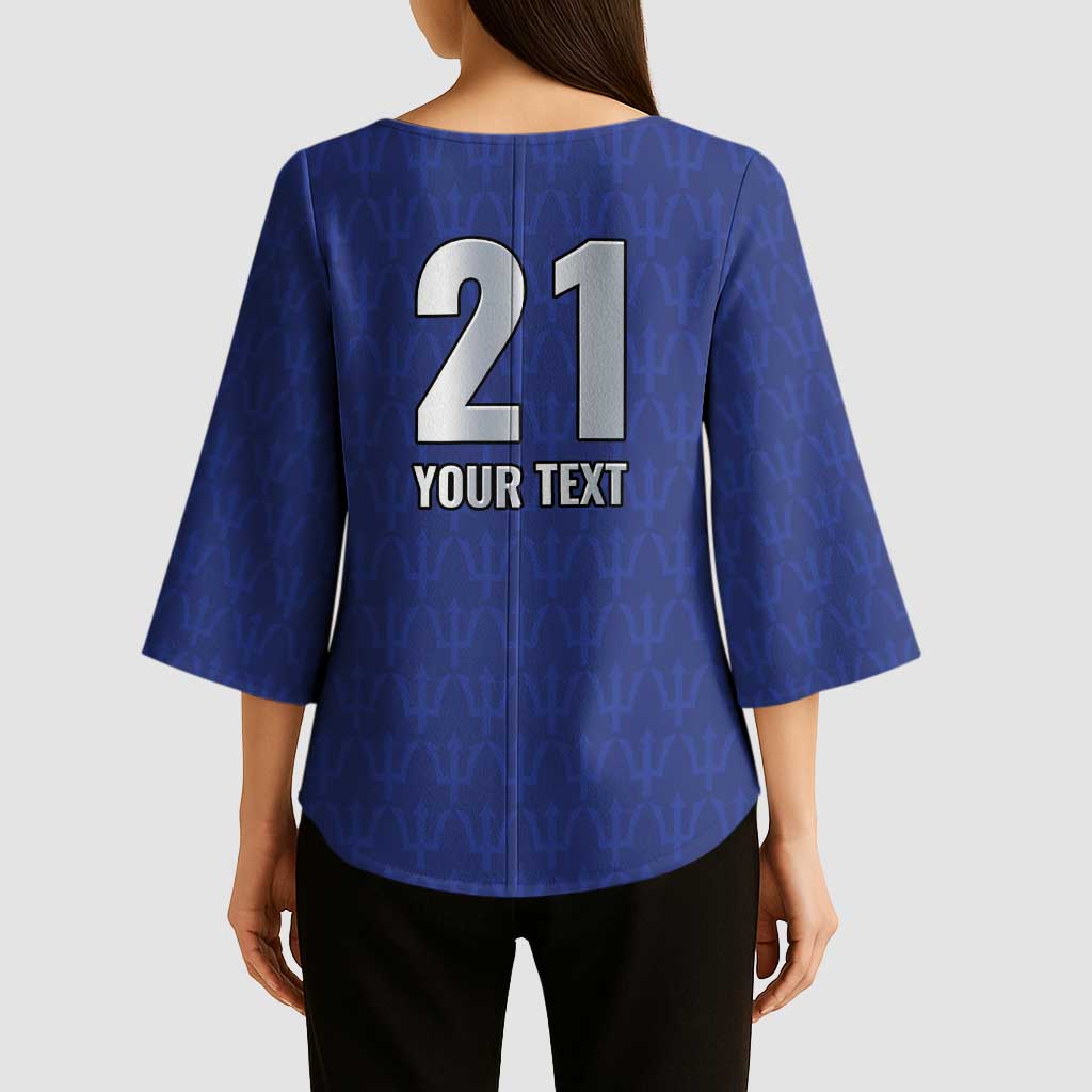 Caribbean Cricket Barbados Custom Kimono Sleeve Blouse Trident Champion’s Wave - Wonder Print Shop