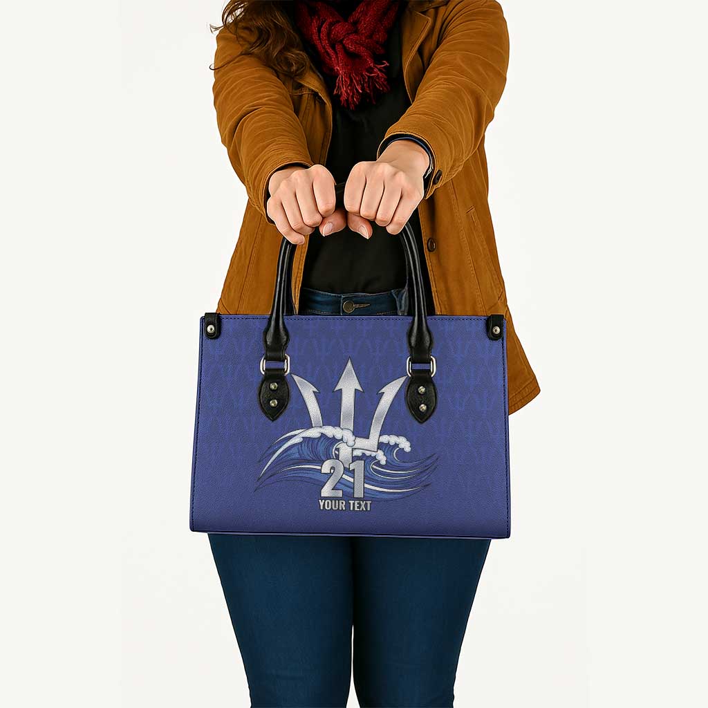 Caribbean Cricket Barbados Custom Leather Bag Trident Champion’s Wave - Wonder Print Shop