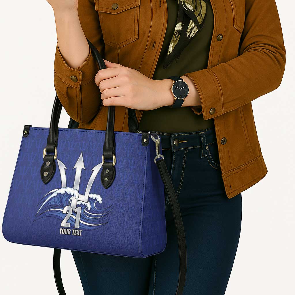 Caribbean Cricket Barbados Custom Leather Bag Trident Champion’s Wave - Wonder Print Shop