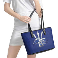 Caribbean Cricket Barbados Custom Leather Tote Bag Trident Champion’s Wave - Wonder Print Shop