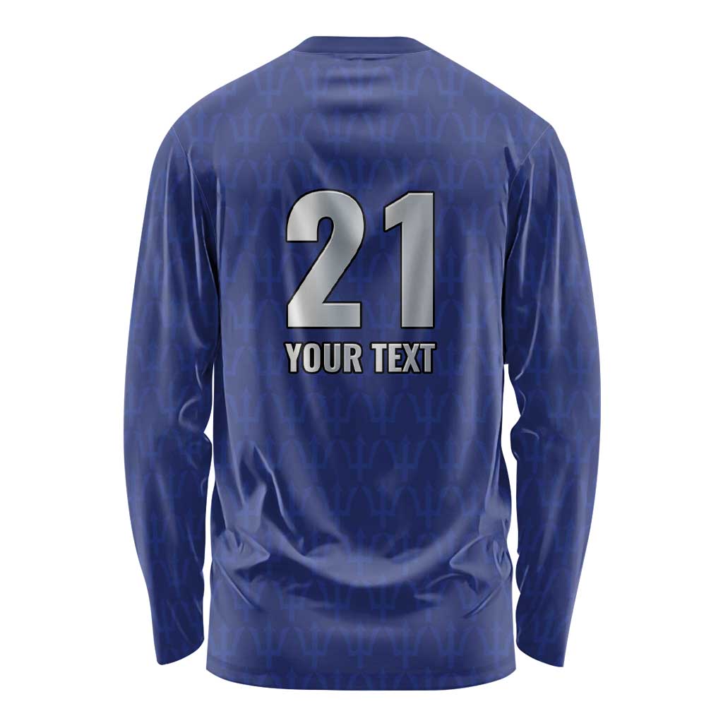 Caribbean Cricket Barbados Custom Long Sleeve Shirt Trident Champion’s Wave - Wonder Print Shop