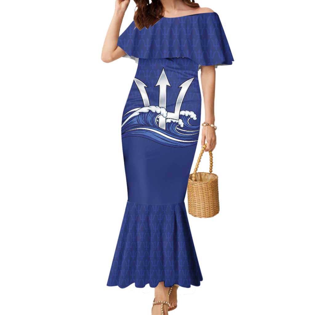 Caribbean Cricket Barbados Custom Mermaid Dress Trident Champion’s Wave - Wonder Print Shop