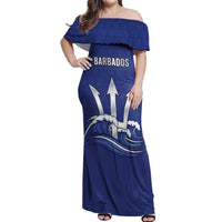 Caribbean Cricket Barbados Custom Off Shoulder Maxi Dress Trident Champion’s Wave - Wonder Print Shop