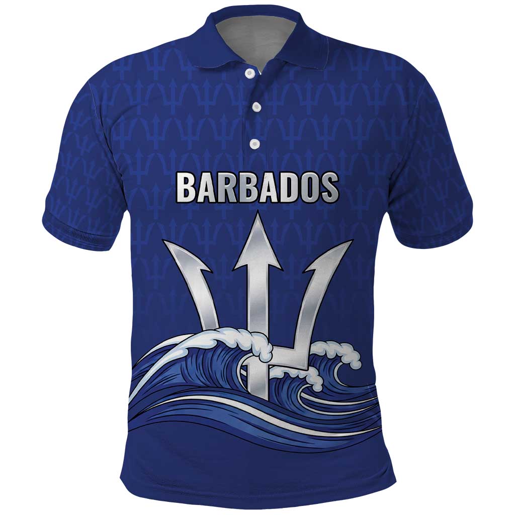 Caribbean Cricket Barbados Custom Polo Shirt Trident Champion’s Wave - Wonder Print Shop