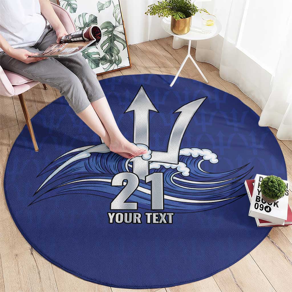 Caribbean Cricket Barbados Custom Round Carpet Trident Champion’s Wave - Wonder Print Shop