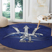 Caribbean Cricket Barbados Custom Round Carpet Trident Champion’s Wave - Wonder Print Shop