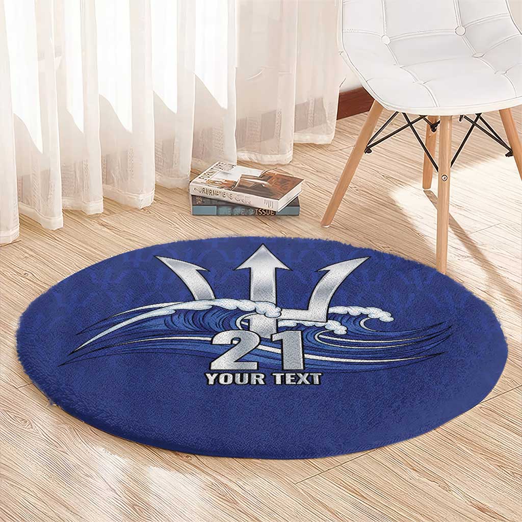 Caribbean Cricket Barbados Custom Round Carpet Trident Champion’s Wave - Wonder Print Shop