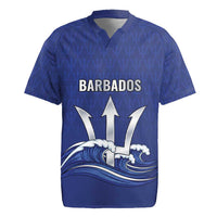 Caribbean Cricket Barbados Custom Rugby Jersey Trident Champion’s Wave - Wonder Print Shop