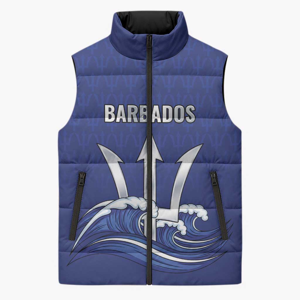 Caribbean Cricket Barbados Custom Sleeveless Puffer Jacket Trident Champion’s Wave - Wonder Print Shop